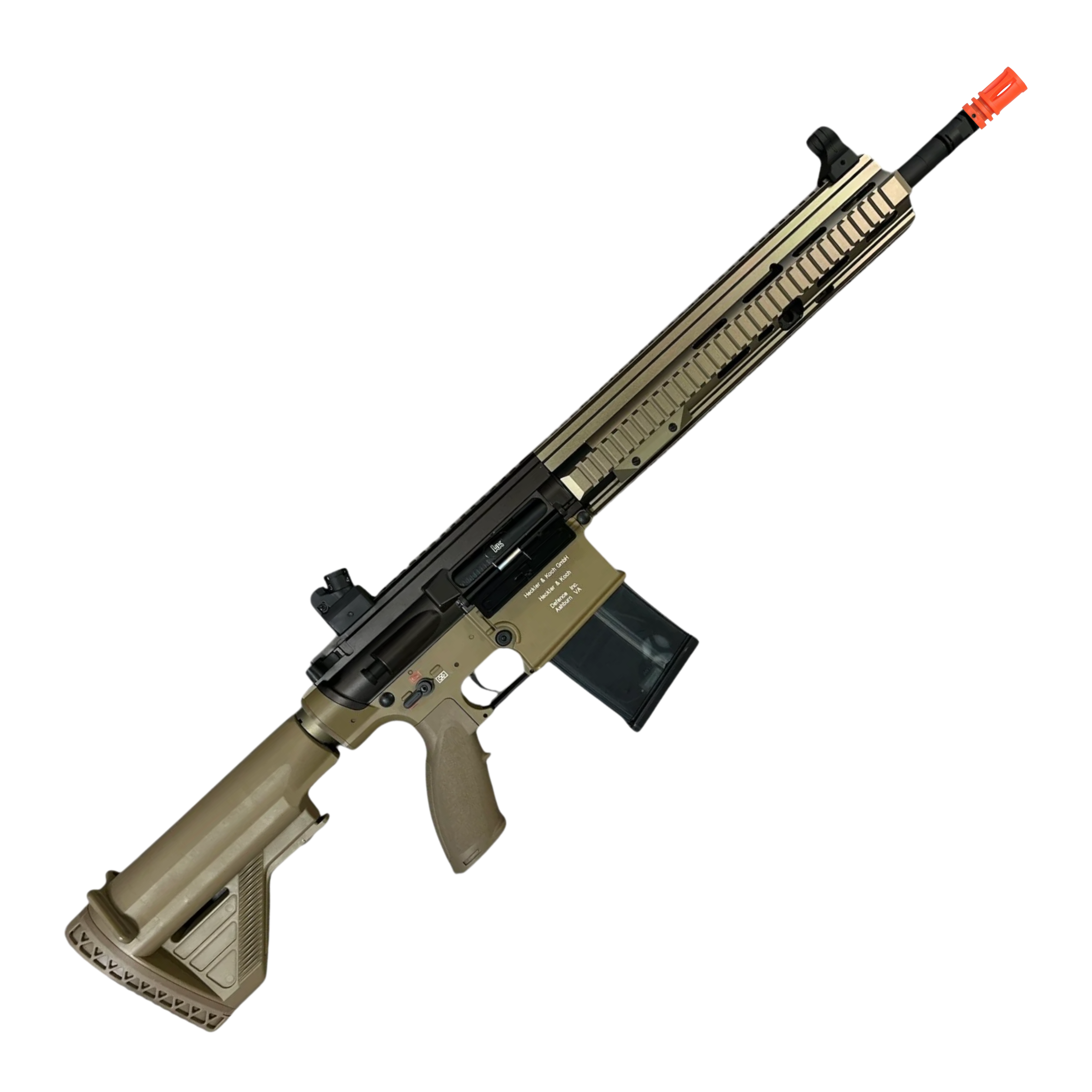 Golden Eagle HK417D Gel Blaster AEG Rifle w/12” Handguard - Black & Tan