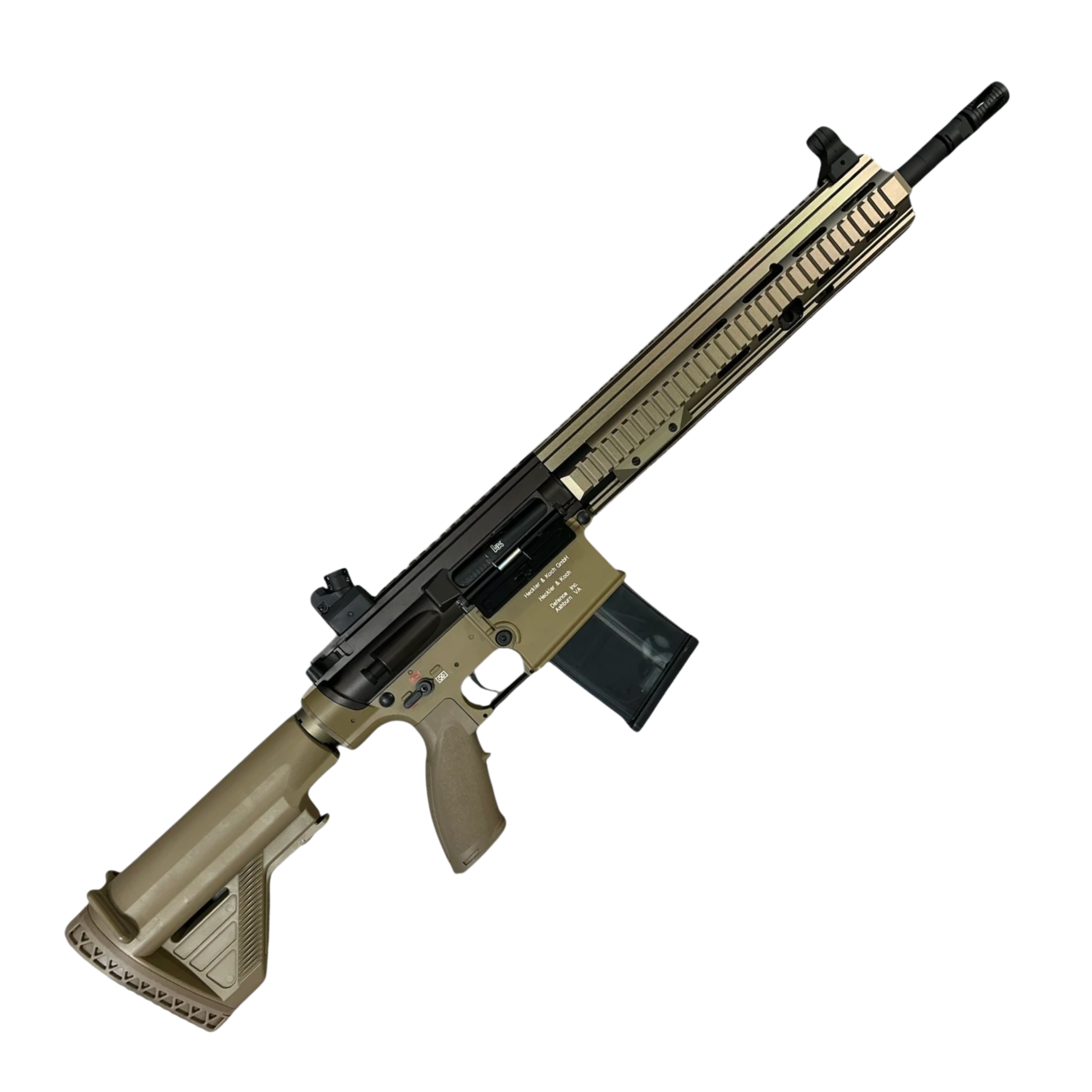 Golden Eagle HK417D Gel Blaster AEG Rifle w/12” Handguard - Black & Tan