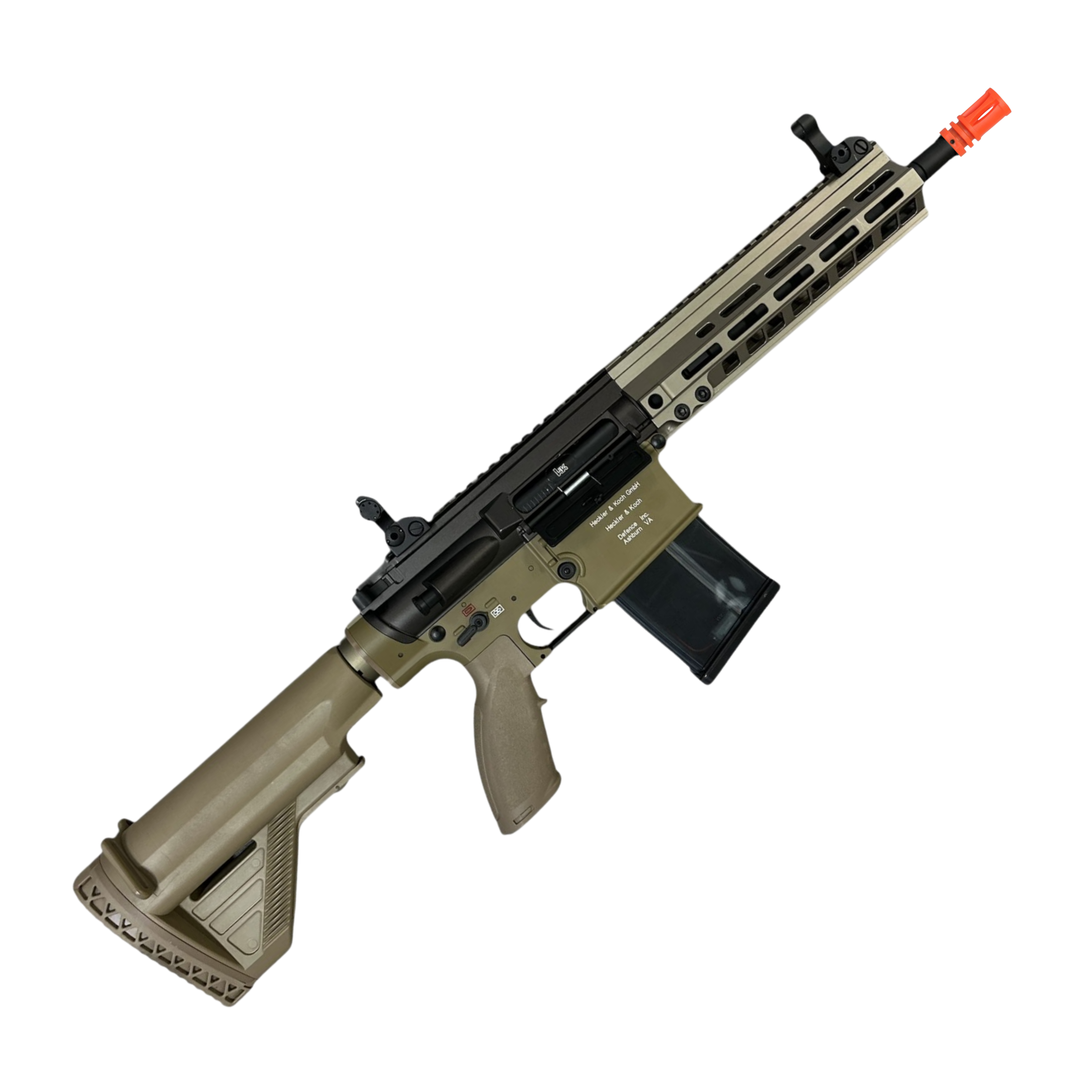 Golden Eagle HK417D Gel Blaster AEG Rifle w/9” Handguard - Black & Tan