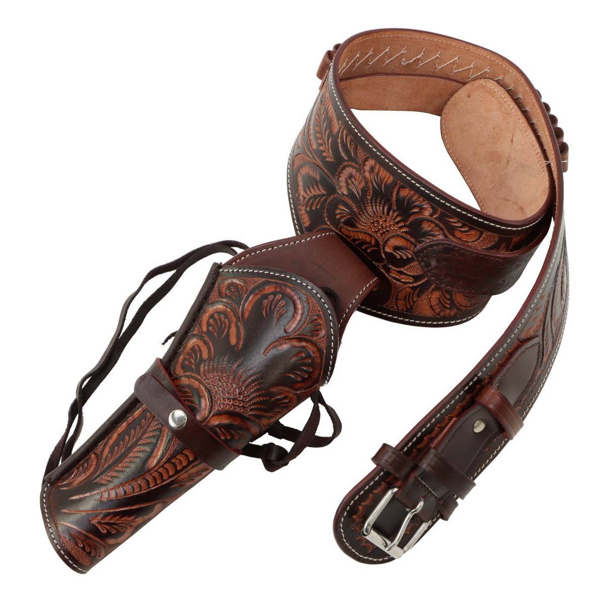 Classic western dark leather belt for revolver holsters - Tactical Edge Hobbies