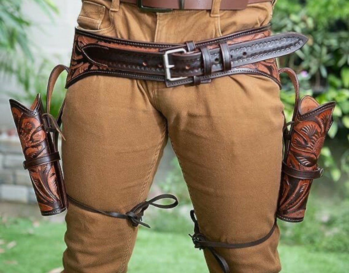 Cowboy Dual Leather Holster and Belt for Revolvers - Tactical Edge Hobbies