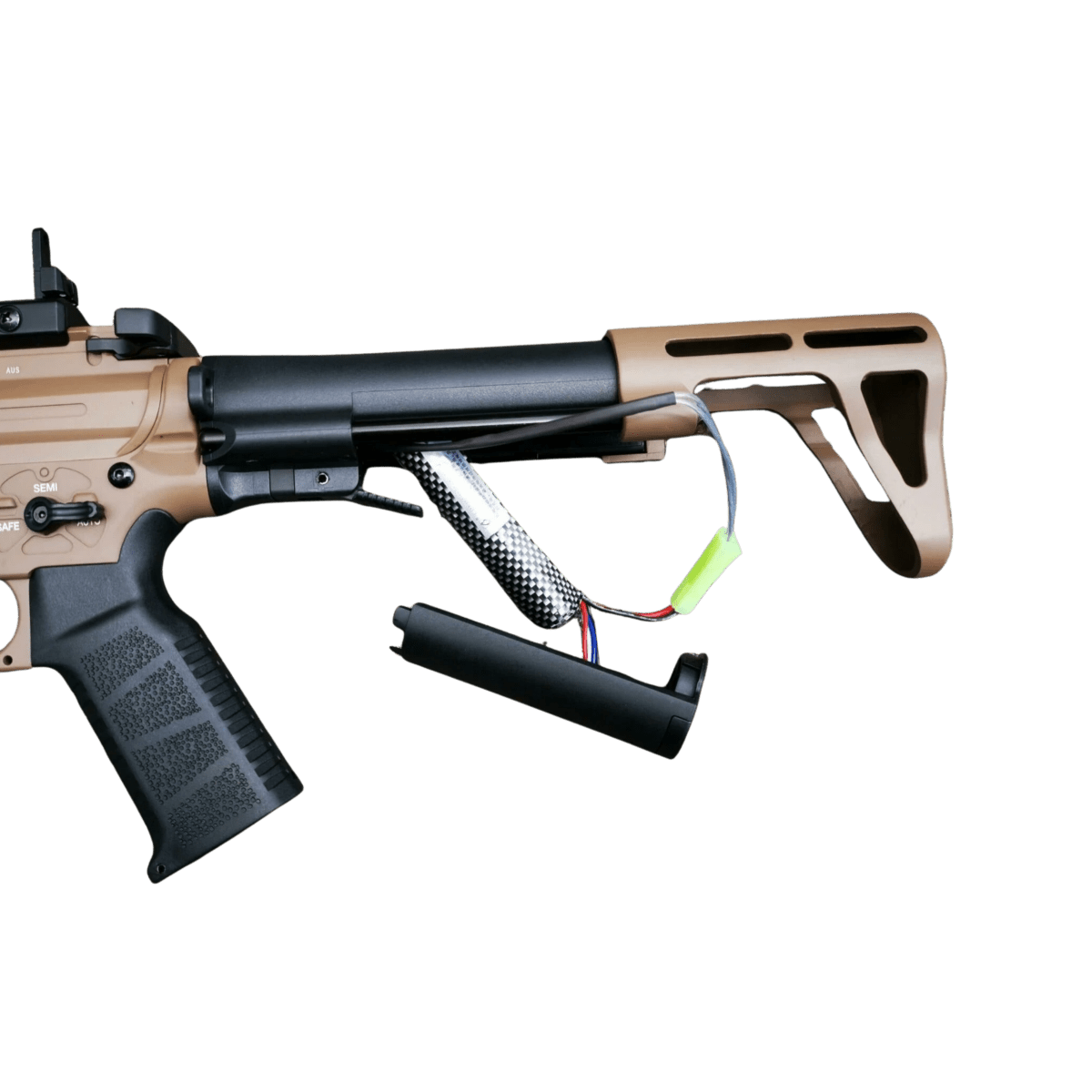 Custom CQB Skeletonized T6 Metal AEG Gel Blaster - Tan - With Mosfet