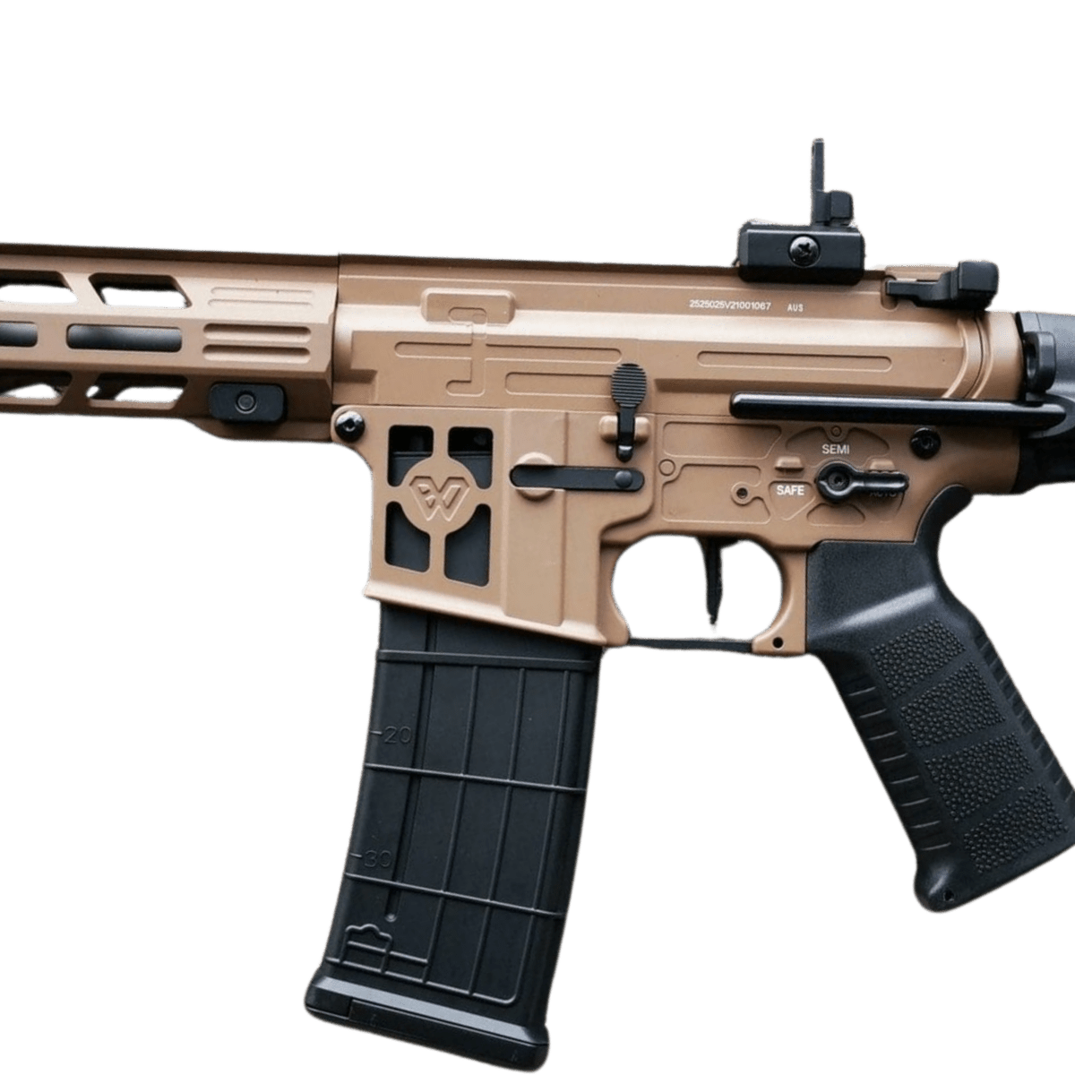 Custom CQB Skeletonized T6 Metal AEG Gel Blaster - Tan - With Mosfet