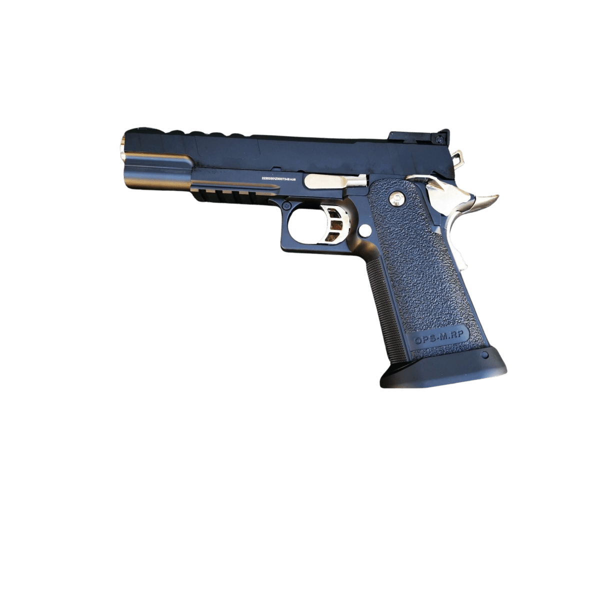 Golden Eagle 3343 Metal GMX OPS Hi-Capa 5.1 Gas Blow Back Gel Blaster - Black/Silver