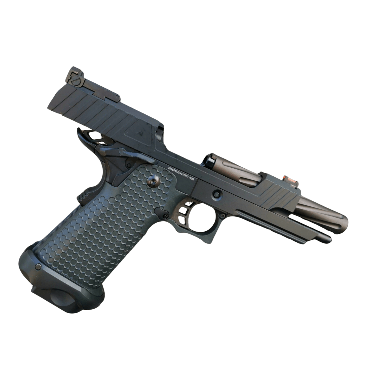 Golden Eagle 3402 Metal GMX Hi-Capa 5.1 Gas Blow Back Gel Blaster - Black/Sand Barrel