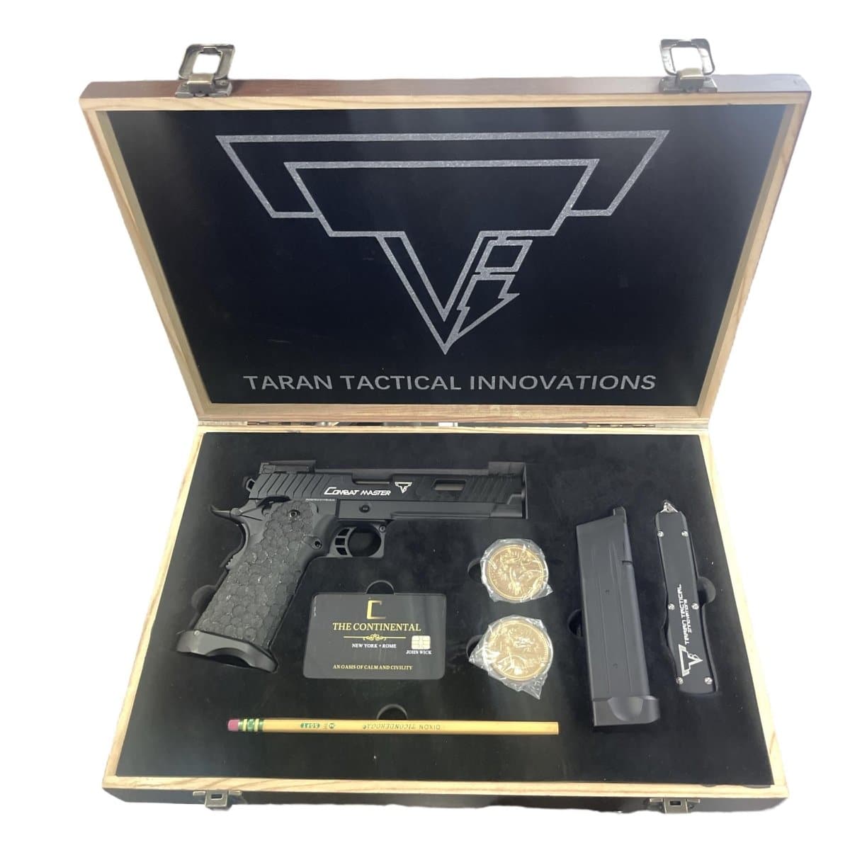 Golden Eagle 2011 TTI gas blowback gel blaster in John Wick wooden box - Tactical Edge Hobbies