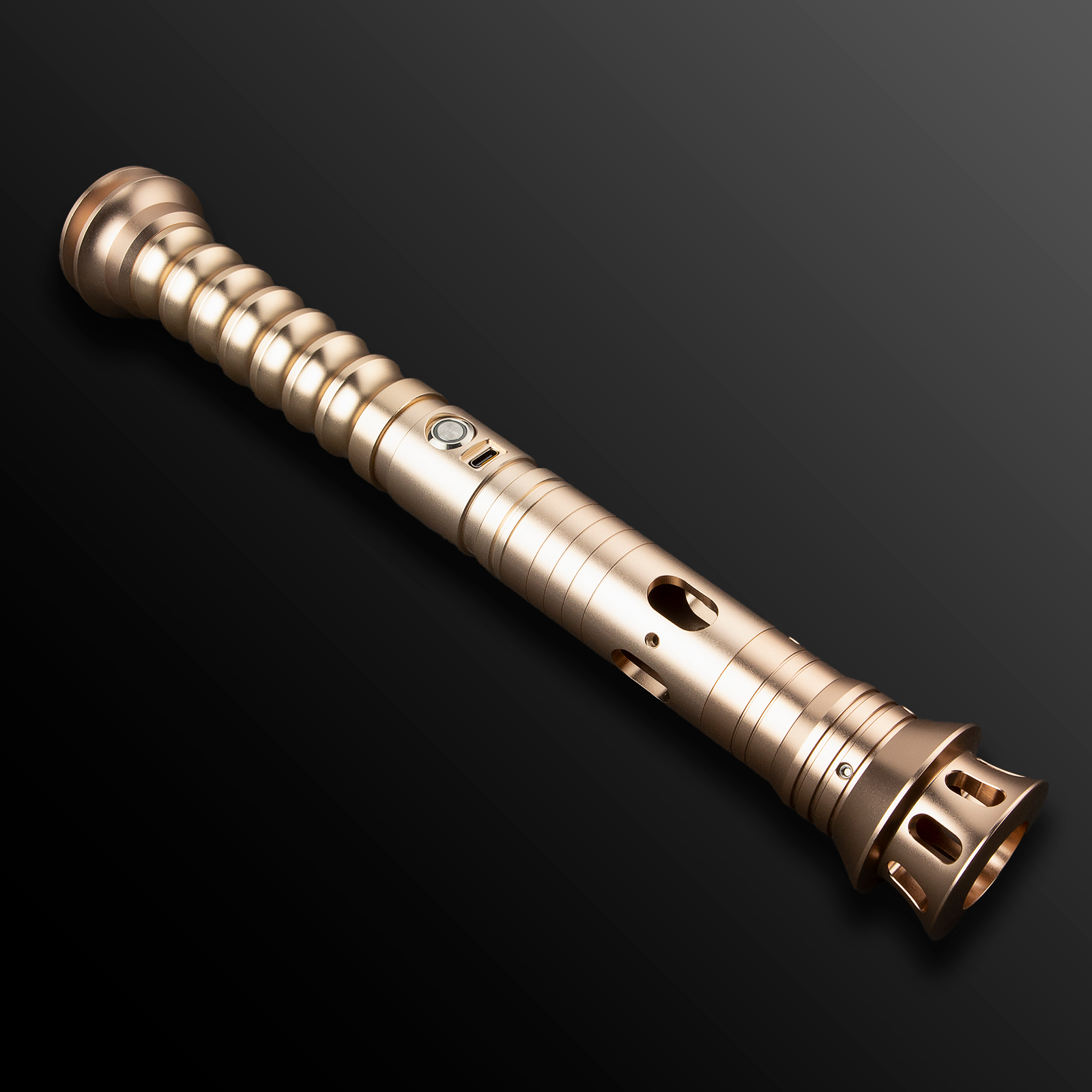 Lotus Light Saber glowing brightly in a dark setting - Battle Sabers