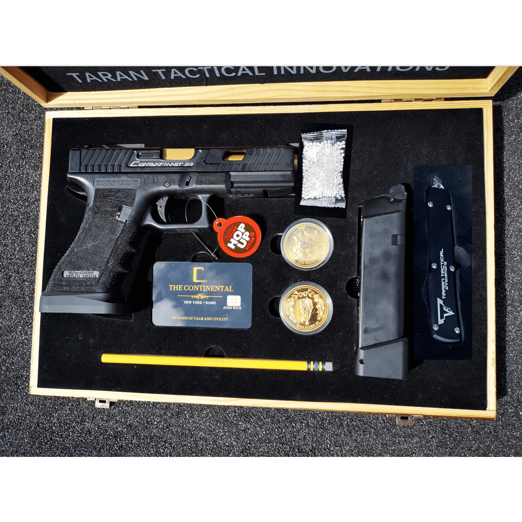 Double Bell TTI G-Series 17 Combat Master Gas Blow Back Gel Blaster with JW Continental Box