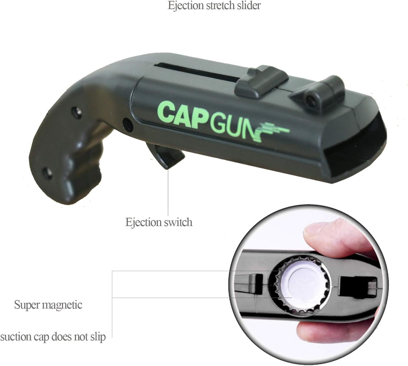 Cap Gun Bottle Opener - Black
