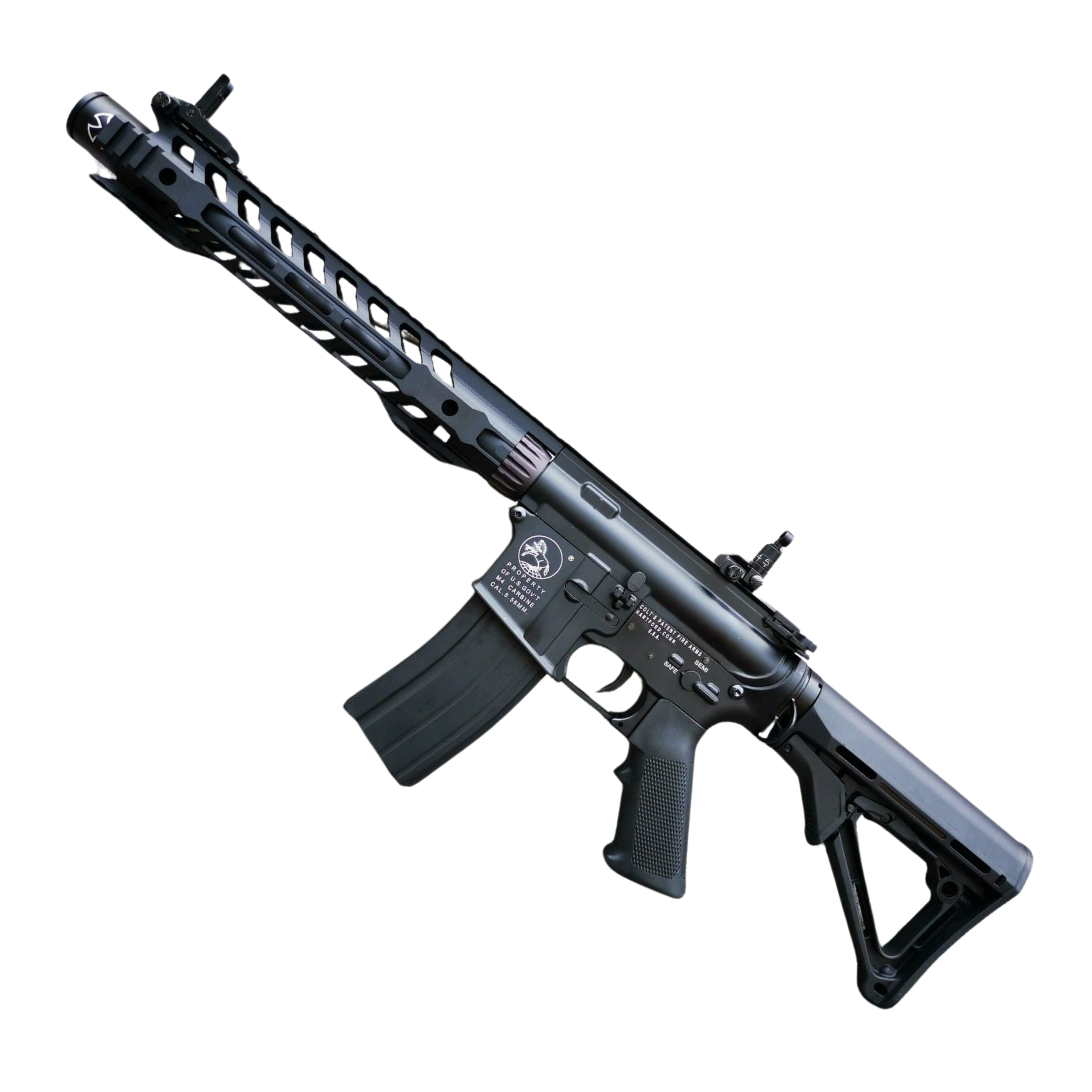 Double Bell M4 12" Skeletonized Handguard AEG Gel Blaster - Black