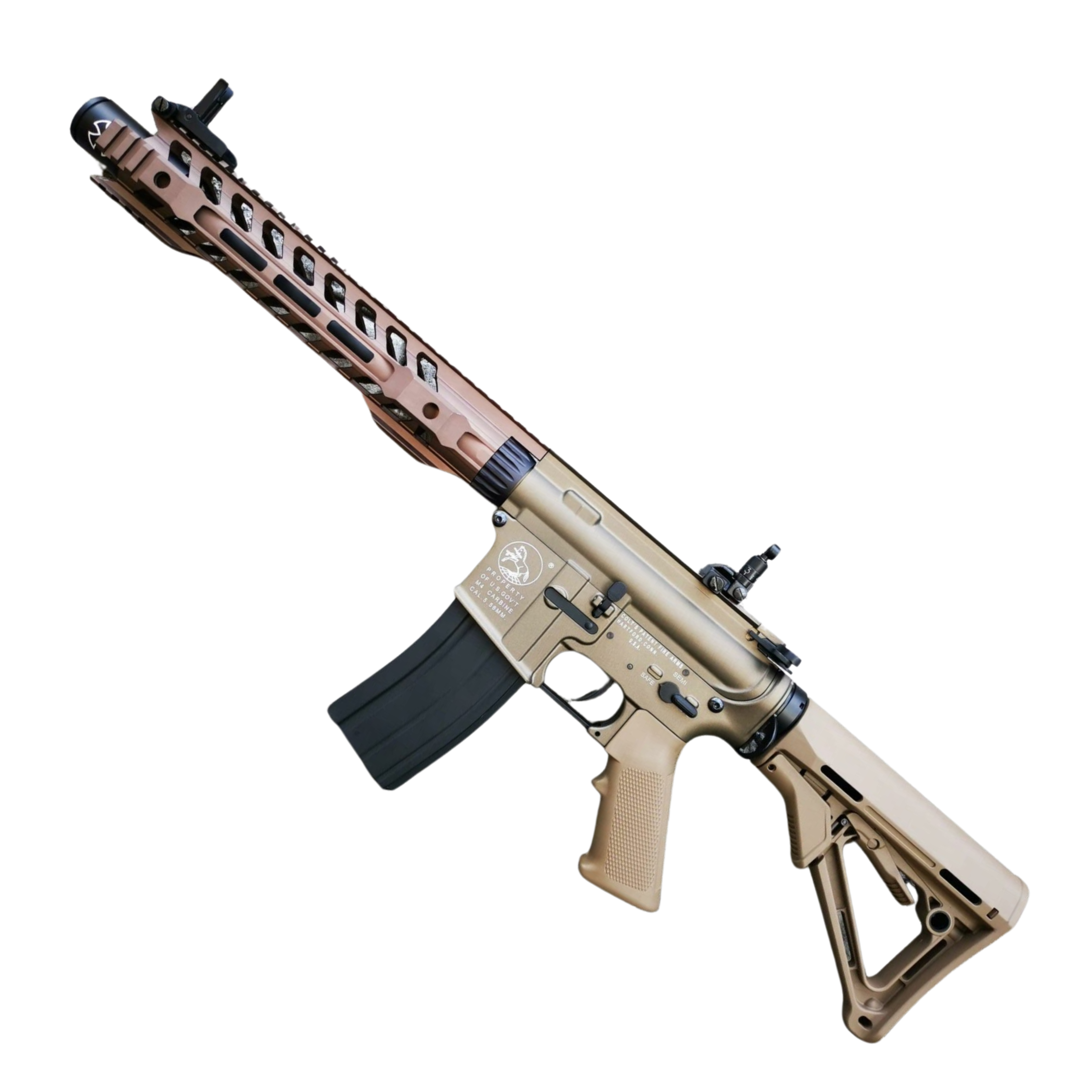 Double Bell M4 12" Skeletonized Handguard AEG Gel Blaster - Tan