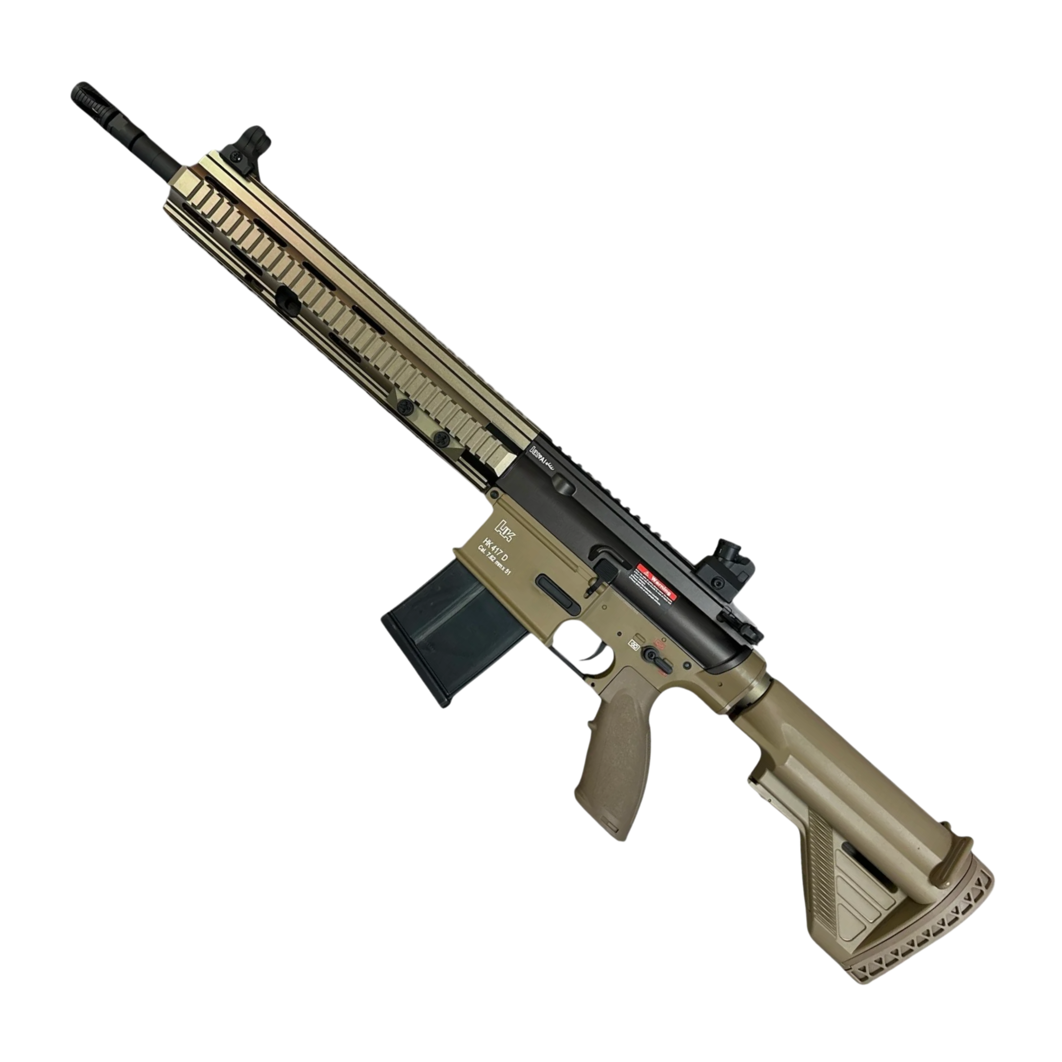 Golden Eagle HK417D Gel Blaster AEG Rifle w/12” Handguard - Black & Tan