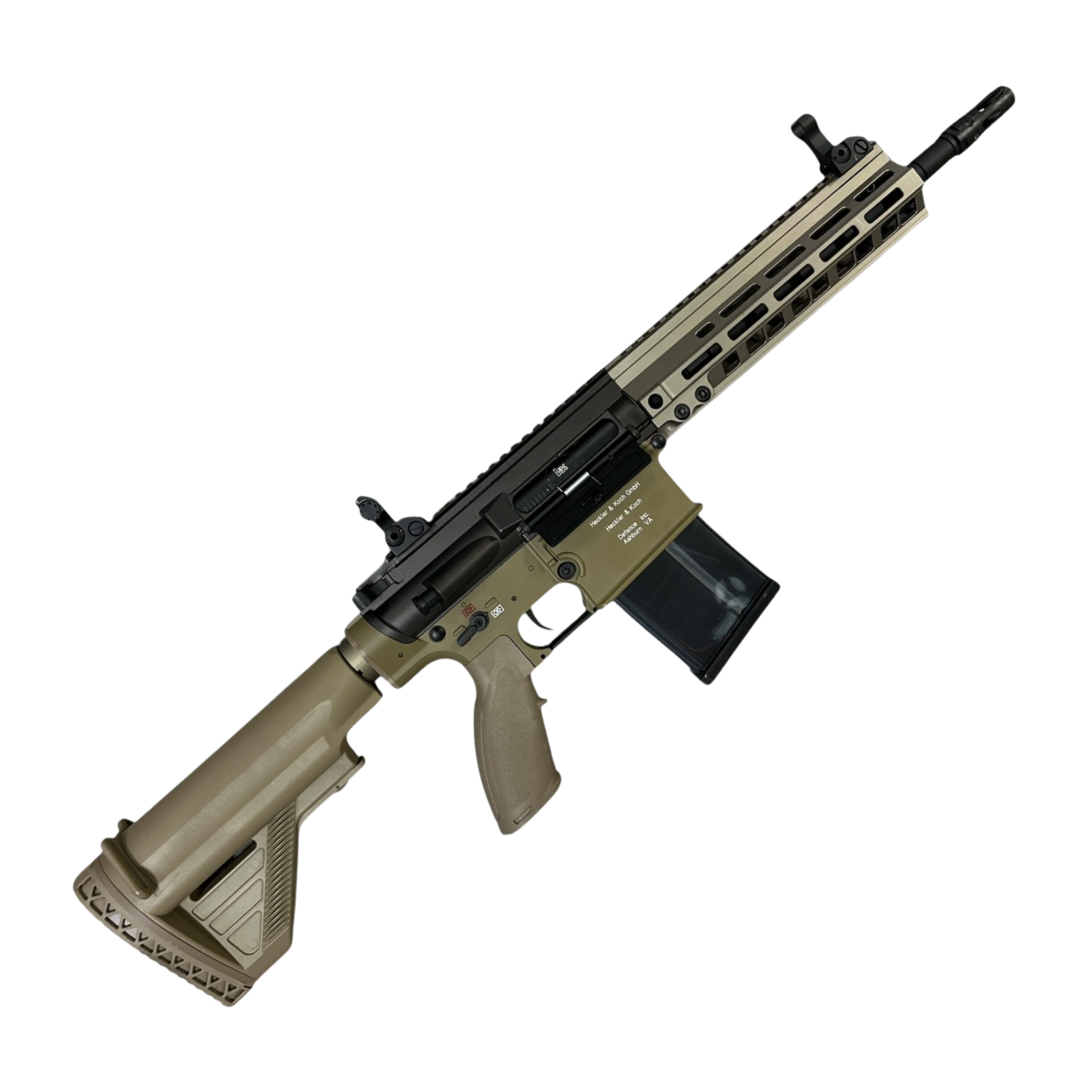 Golden Eagle HK417D Gel Blaster AEG Rifle w/9” Handguard - Black & Tan
