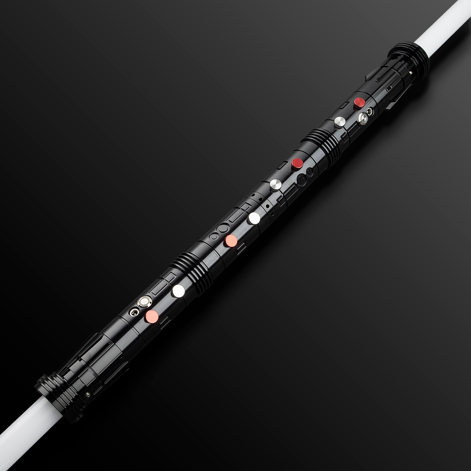 Dual Sided Maul Themed Light Saber resting on a reflective surface - Battle Sabers
