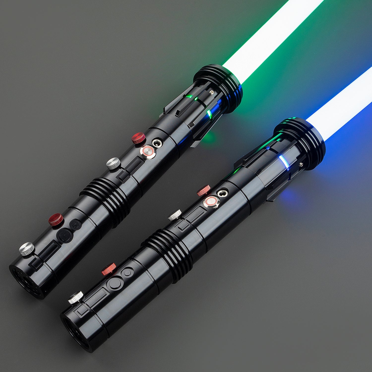 Close-up of Maul Themed Light Saber’s intricate hilt design - Battle Sabers