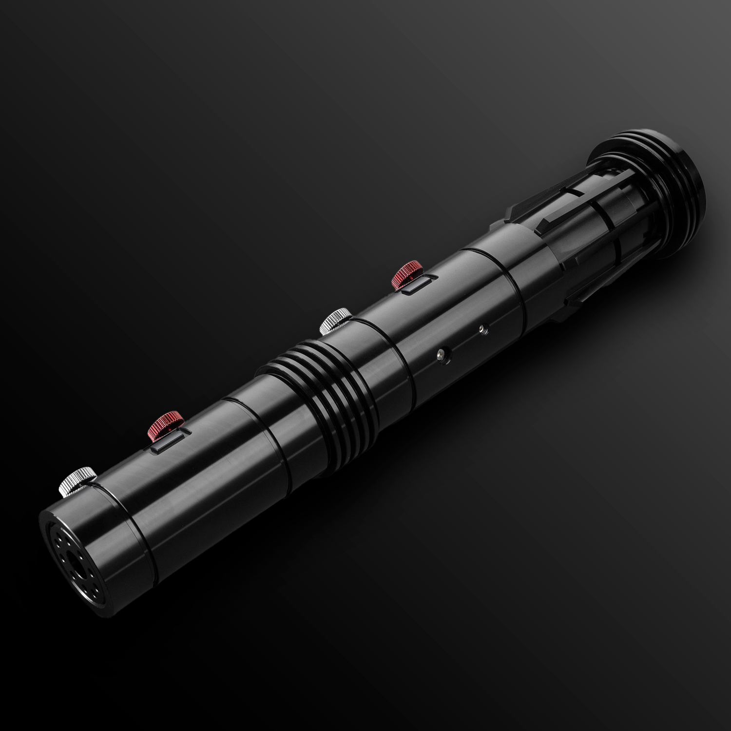 Maul Themed Dual Sided Light Saber glowing brightly in the dark - Battle Sabers