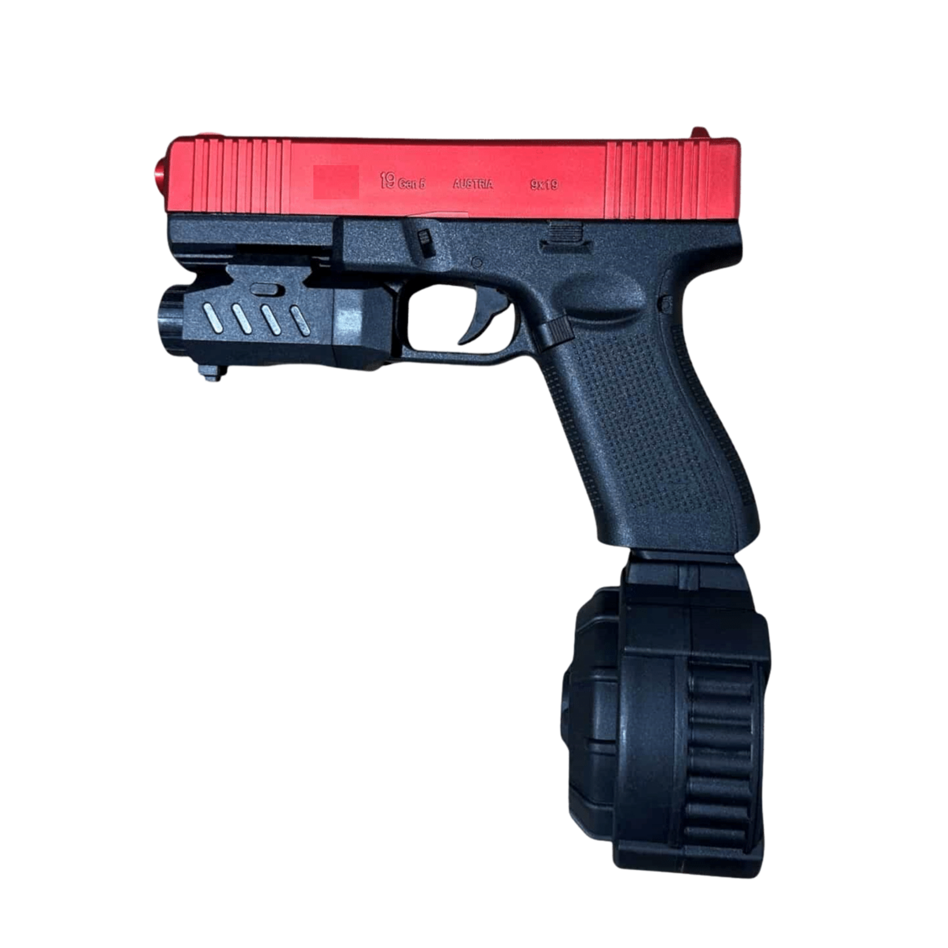 G19 Gen 5 AEG Gel Blaster with Stick and Drum Mag  - Red/Black