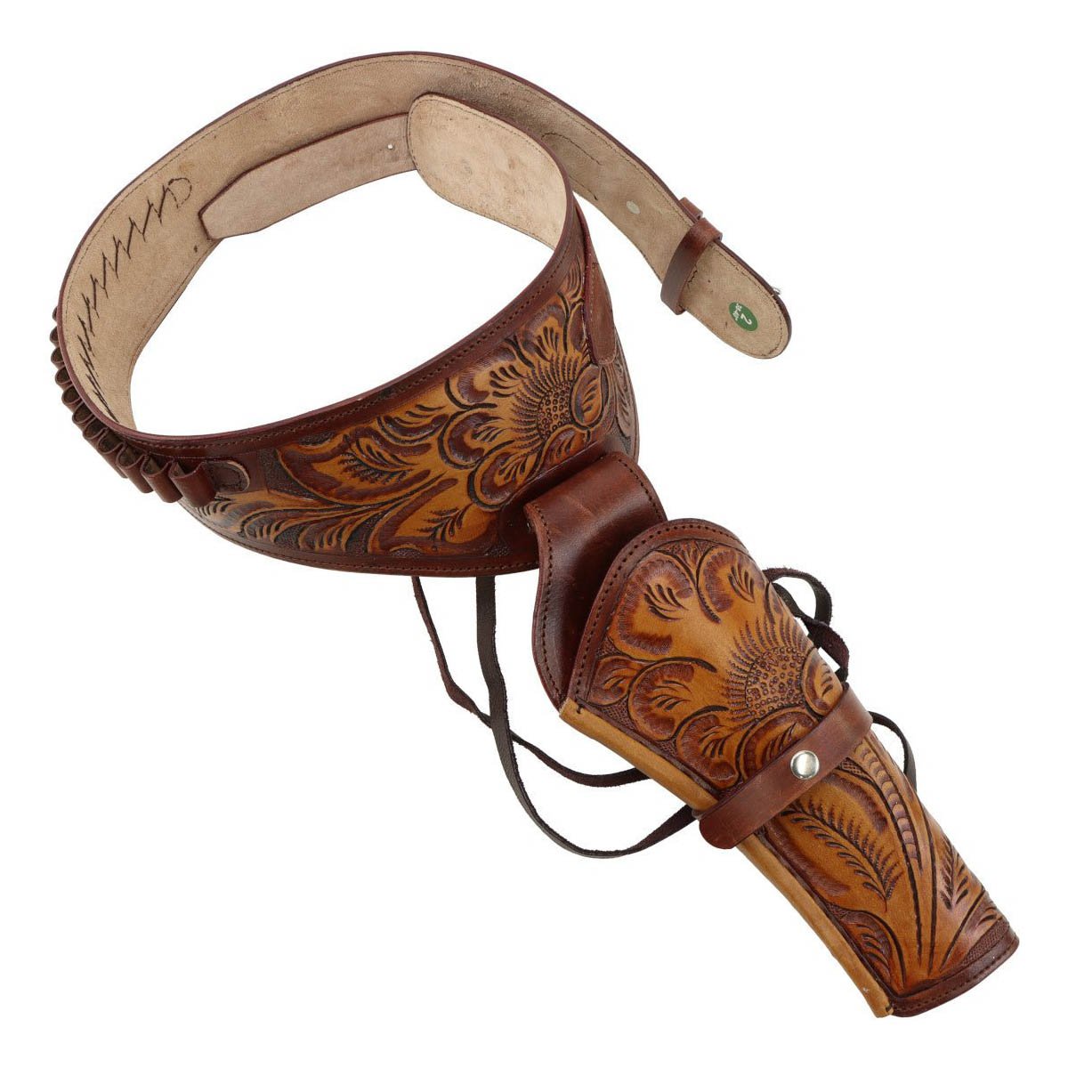 Classic western light leather gun belt ornate cowboy design - Tactical Edge Hobbies