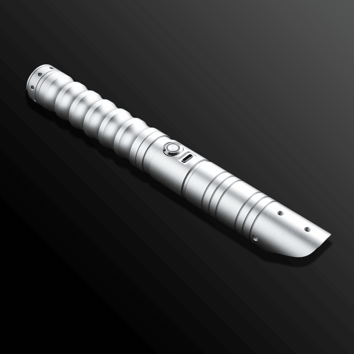 Sleek silver Commander Light Saber emitting bright light - Tactical Edge Hobbies