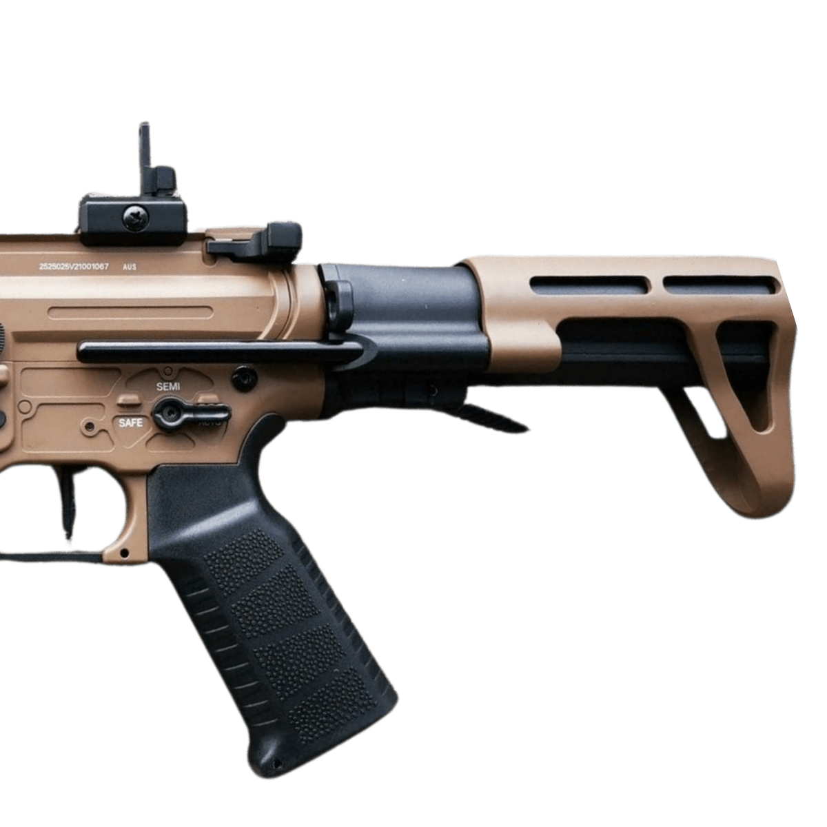 Custom CQB Skeletonized T6 Metal AEG Gel Blaster - Tan - With Mosfet