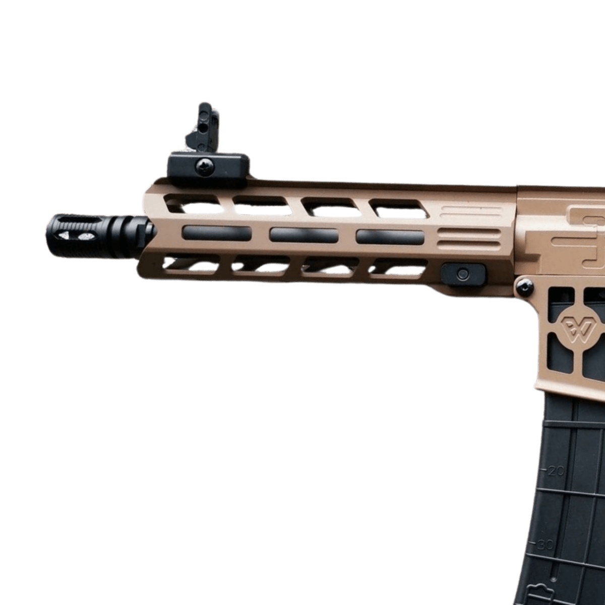 Custom CQB Skeletonized T6 Metal AEG Gel Blaster - Tan - With Mosfet