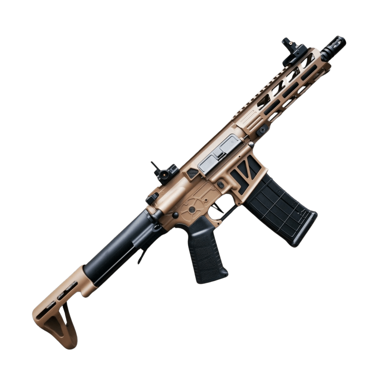 Custom CQB Skeletonized T6 Metal AEG Gel Blaster - Tan - With Mosfet