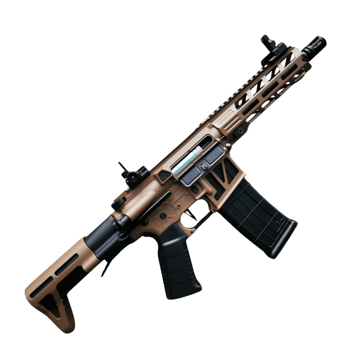 Custom CQB Skeletonized T6 Metal AEG Gel Blaster - Tan - With Mosfet
