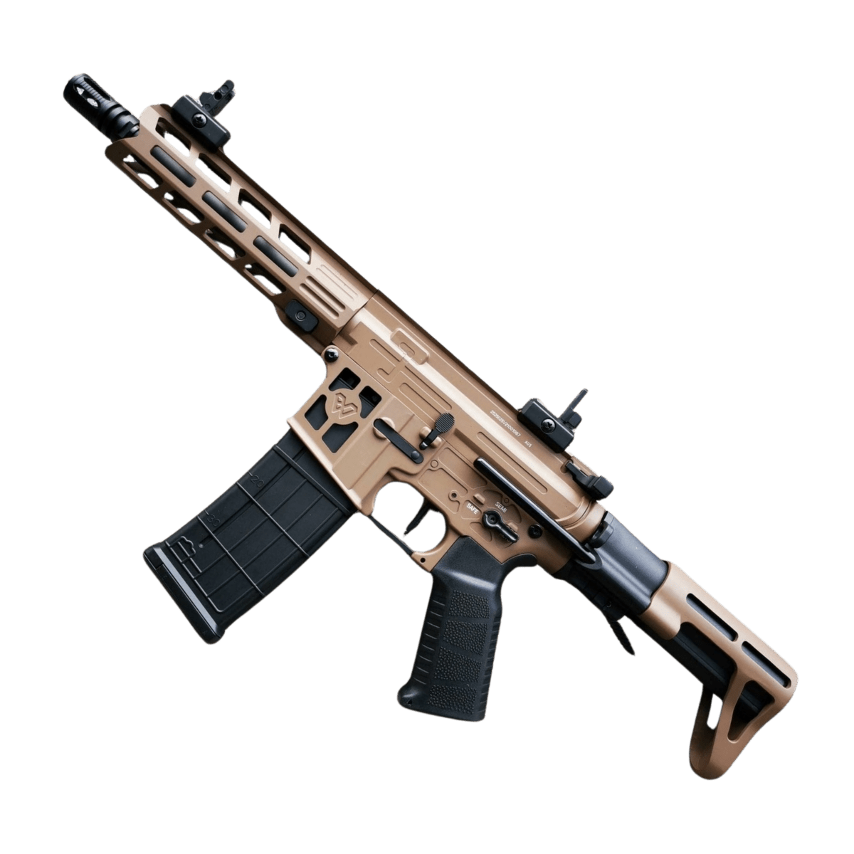 Custom CQB Skeletonized T6 Metal AEG Gel Blaster - Tan - With Mosfet