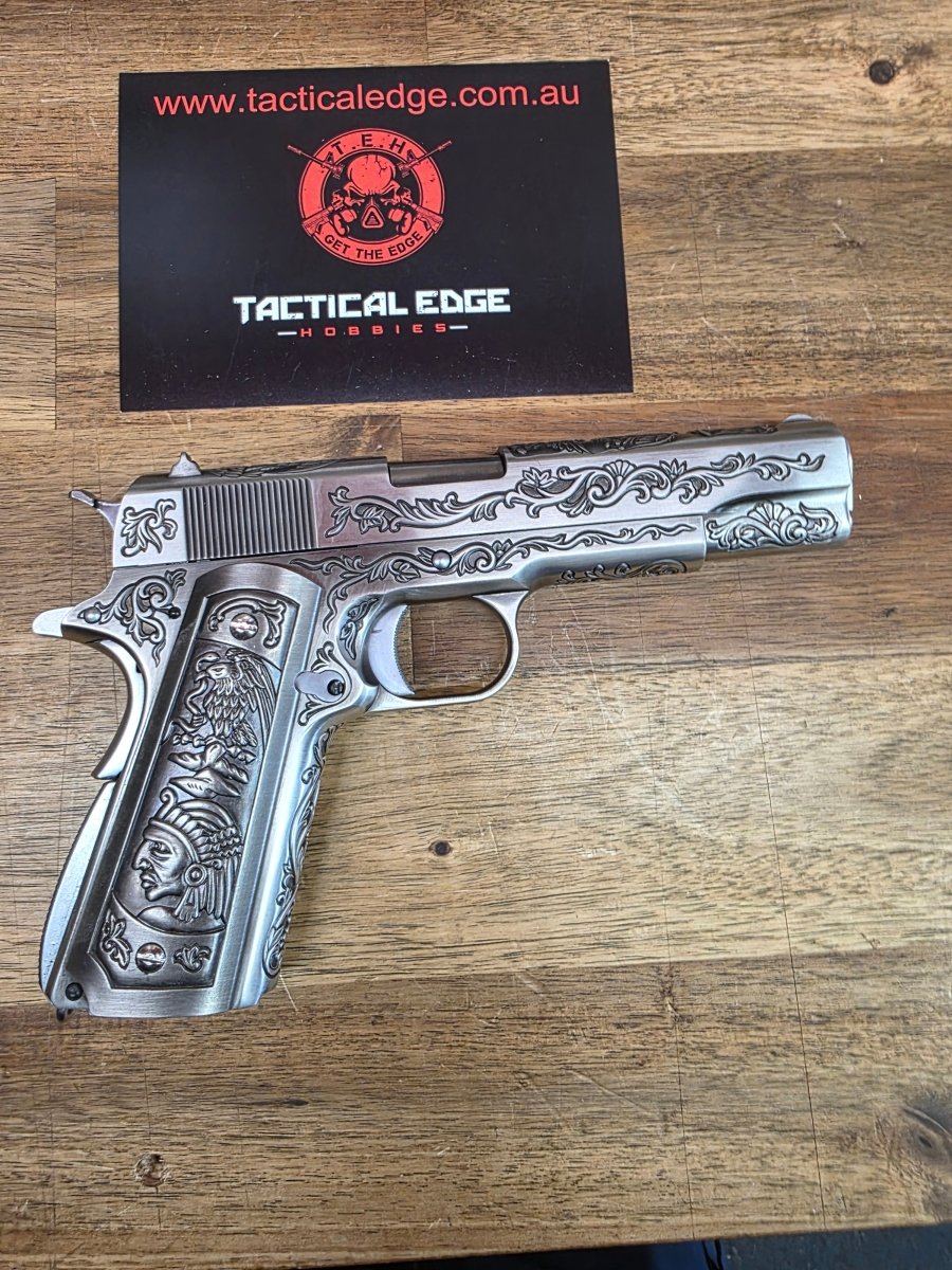 Ex Demo - WE Tech 1911 Gelsoft Gas Blowback Gel Blaster - Floral Pattern/Silver