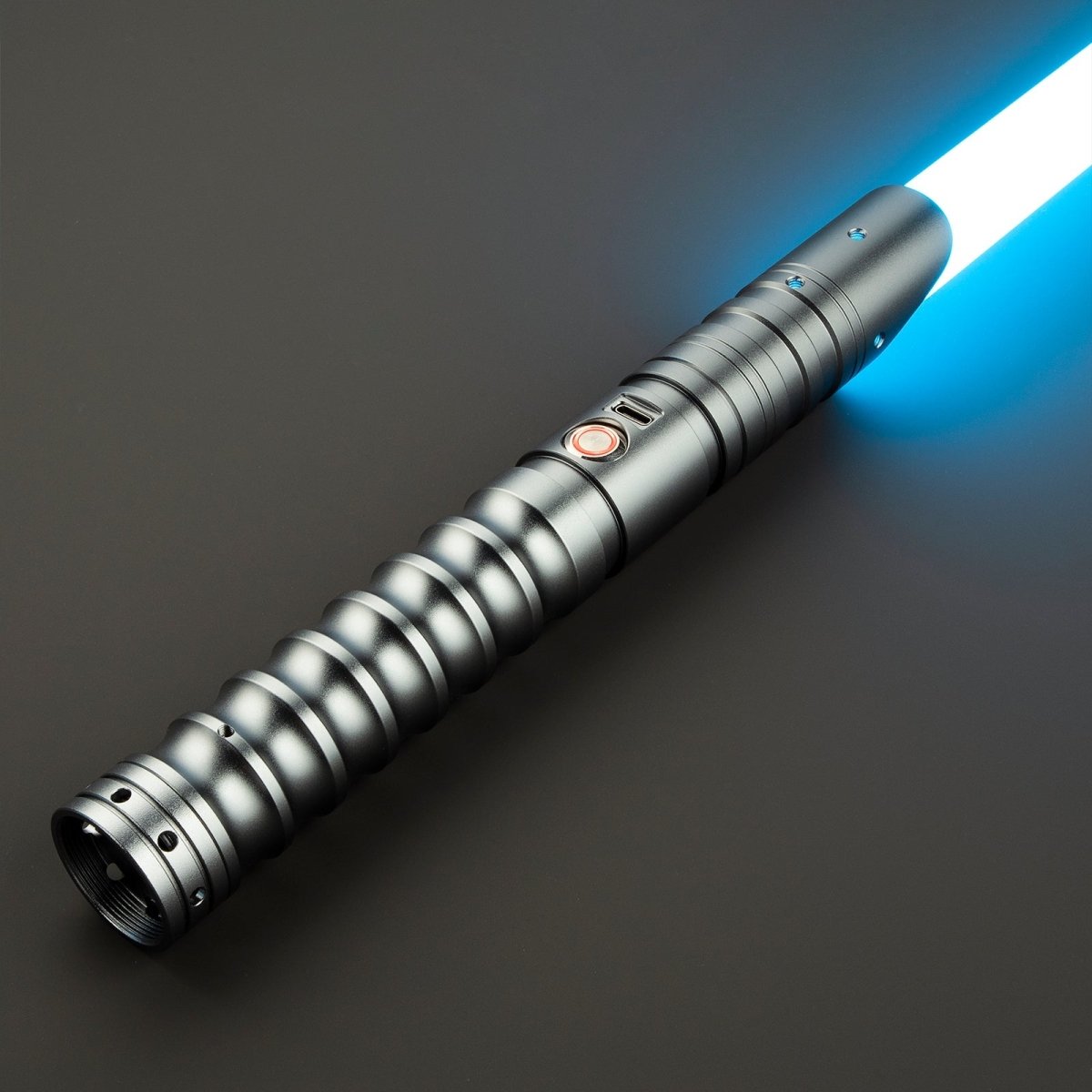 Close-up of silver Force Light Saber’s intricate details - Tactical Edge Hobbies