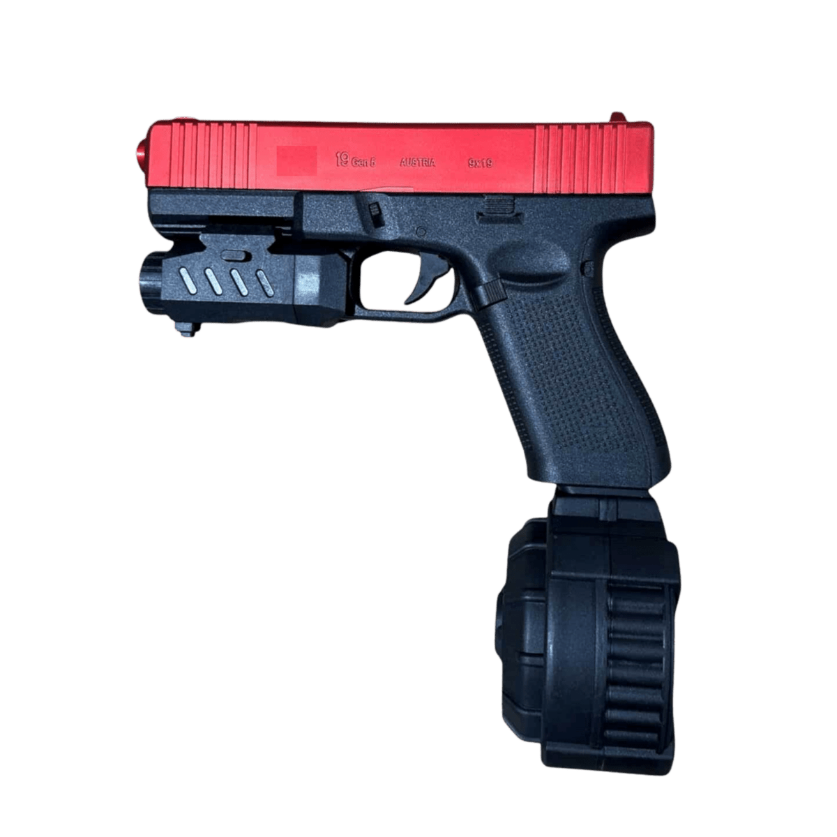 G19 Gen 5 AEG Gel Blaster with Stick and Drum Mag  - Red/Black