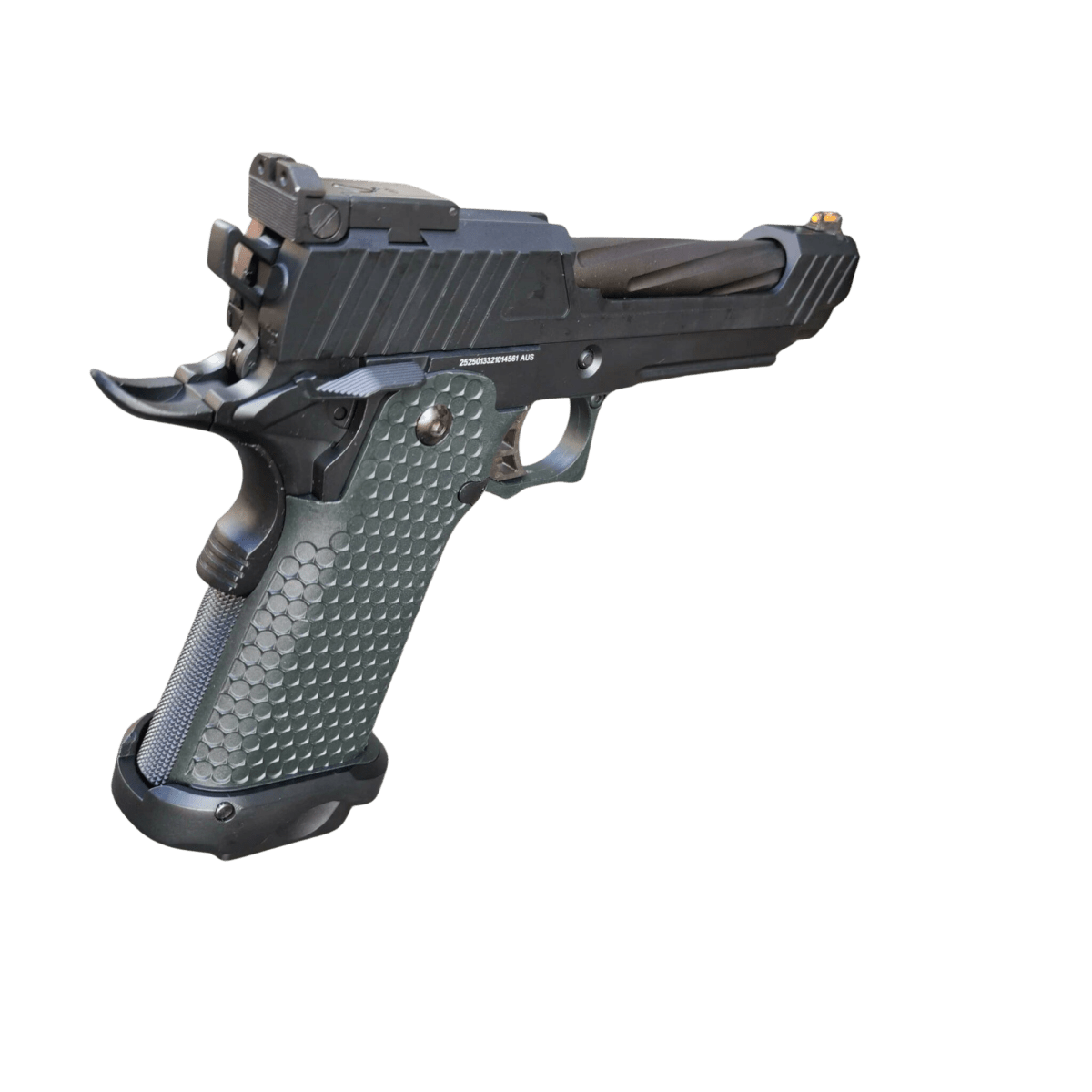 Golden Eagle 3402 Metal GMX Hi-Capa 5.1 Gas Blow Back Gel Blaster - Black/Sand Barrel