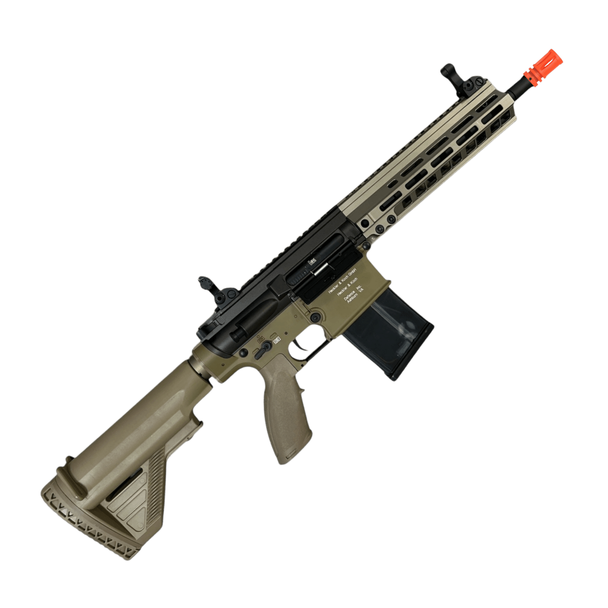 Golden Eagle HK417D Gel Blaster AEG Rifle w/9” Handguard - Black & Tan