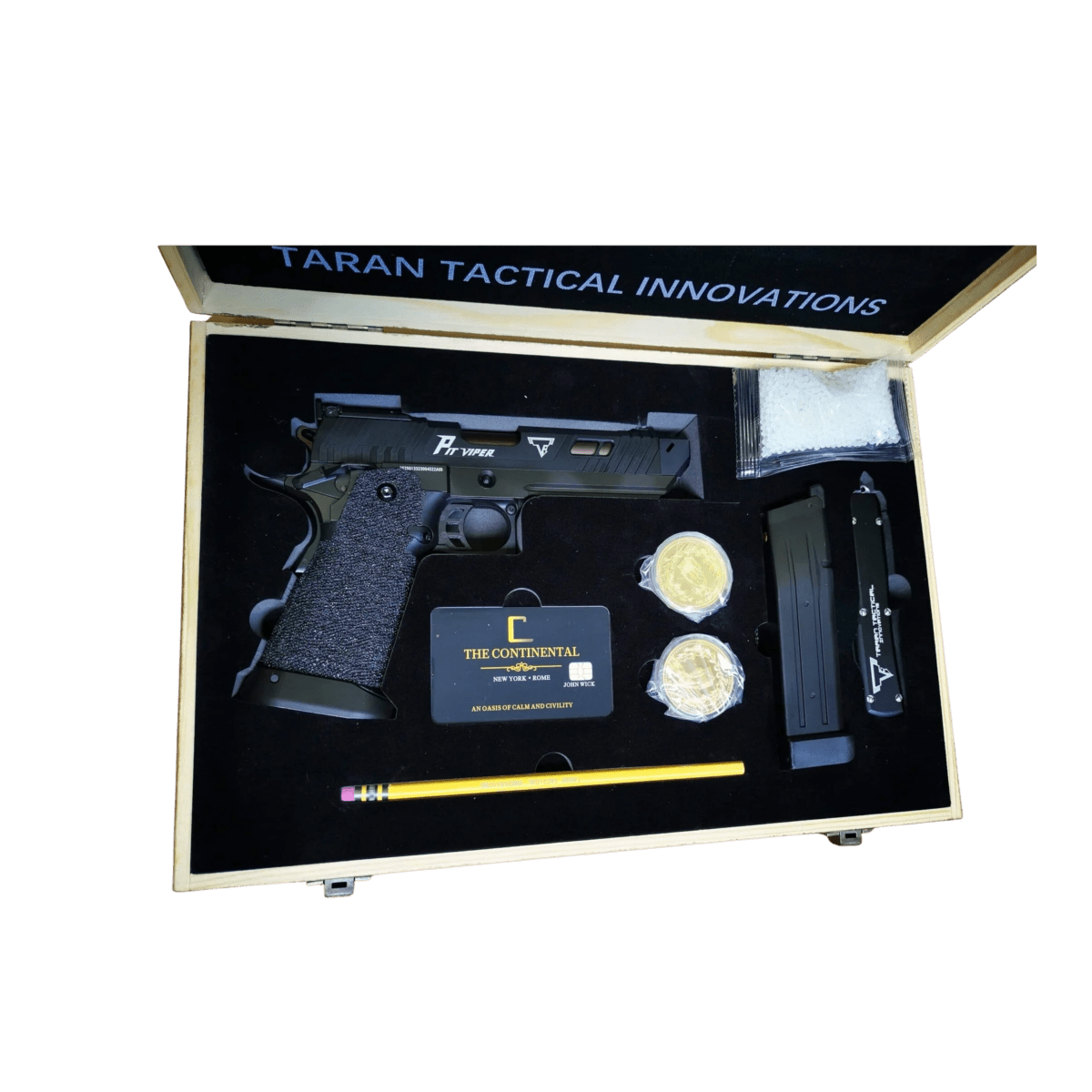 Golden Eagle JW4 TTI Pit Viper GBB Gel Blaster in Wooden Collector Box