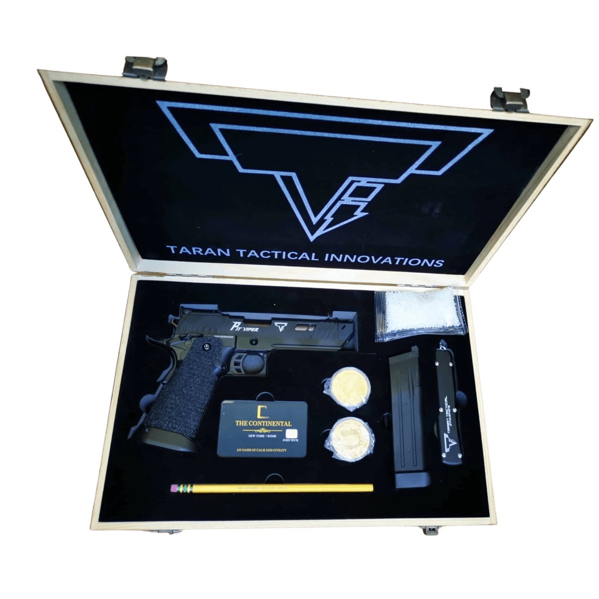 Golden Eagle JW4 TTI Pit Viper GBB Gel Blaster in Wooden Collector Box