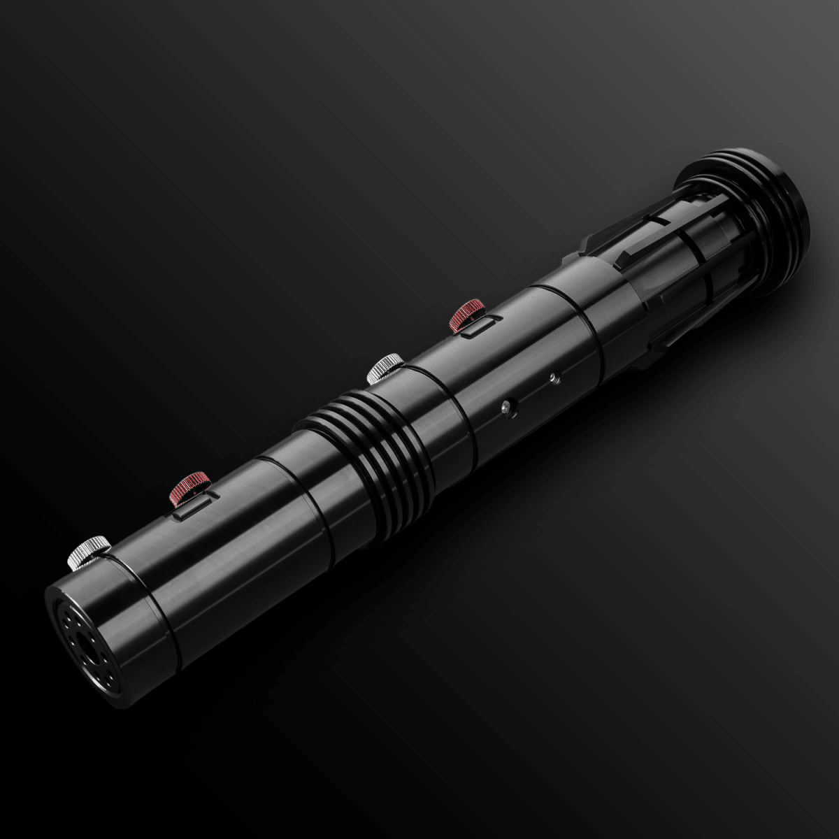 Maul Themed Dual Sided Light Saber glowing brightly in the dark - Battle Sabers