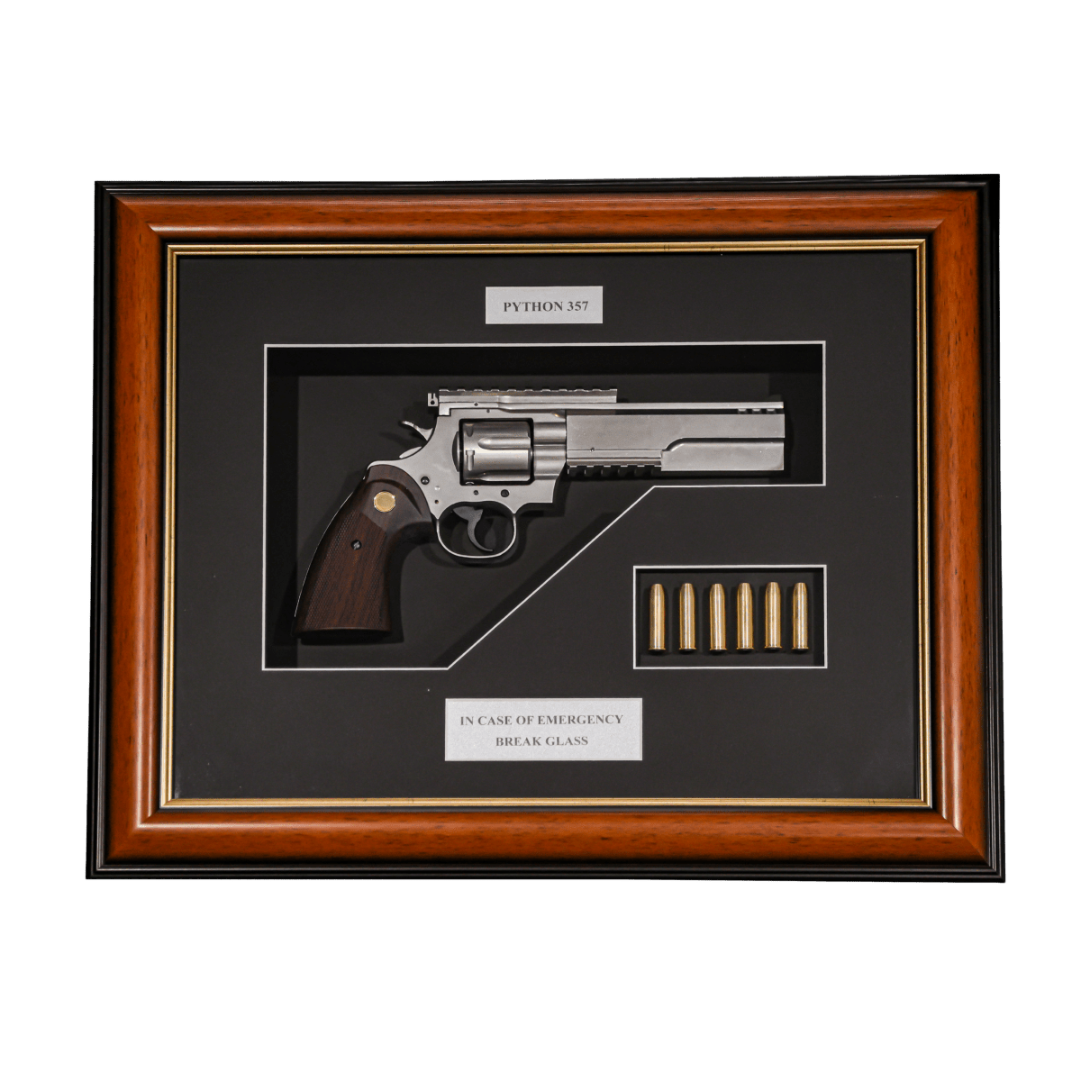 Python 357 Break Glass Revolver Imitation Framed Memorabilia Military - Tactical Edge Hobbies