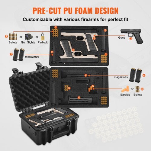 VEVOR Hard Case for 2 Pistols with Pre-Cut PU Foam - Tactical Edge Hobbies