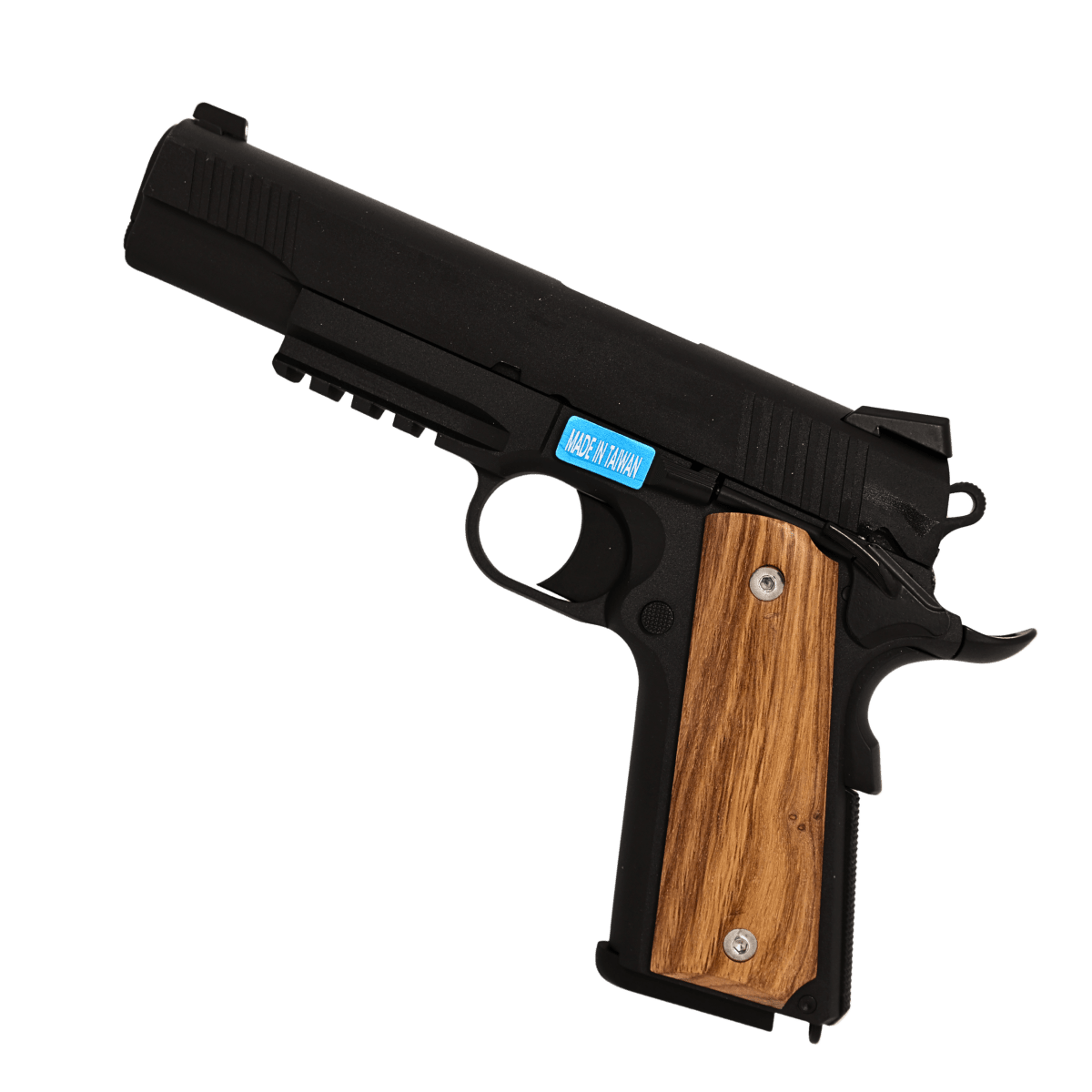 1911 gas blowback gel blaster with smooth wood grips by WE Tech - Tactical Edge Hobbies