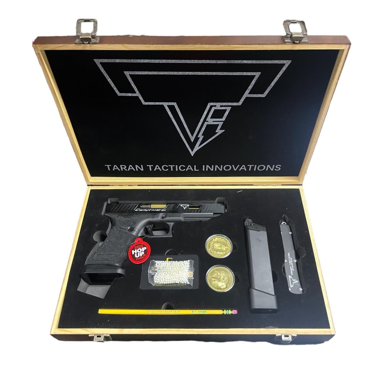 Double Bell TTI G34 with Continental Wooden Box - Black Slide - Tactical Edge Hobbies