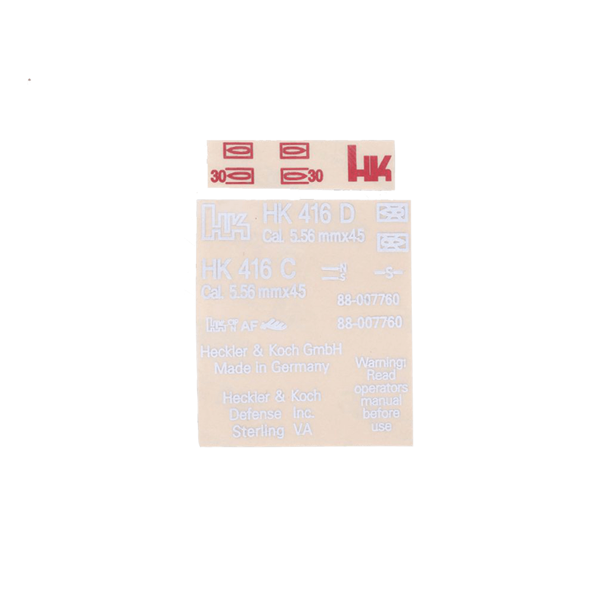 HK416D sticker decal kit for gel blaster customization - Tactical Edge Hobbies